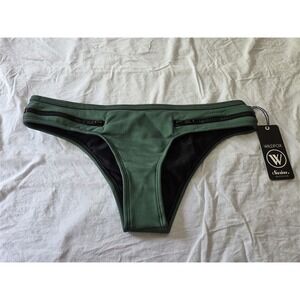 NWT Wildfox M ZIPPER SIDES BIKINI SWIM BOTTOMS Green 128949